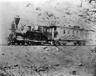 J.B. Silvis U.P.R.R. Fotowagen nahe Point of Rocks, Wyoming, ca. 1868